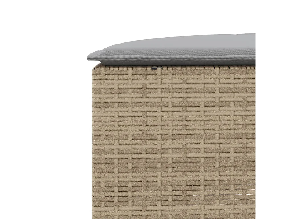Garten-Fußhocker mit Kissen Beige Poly-Rattan