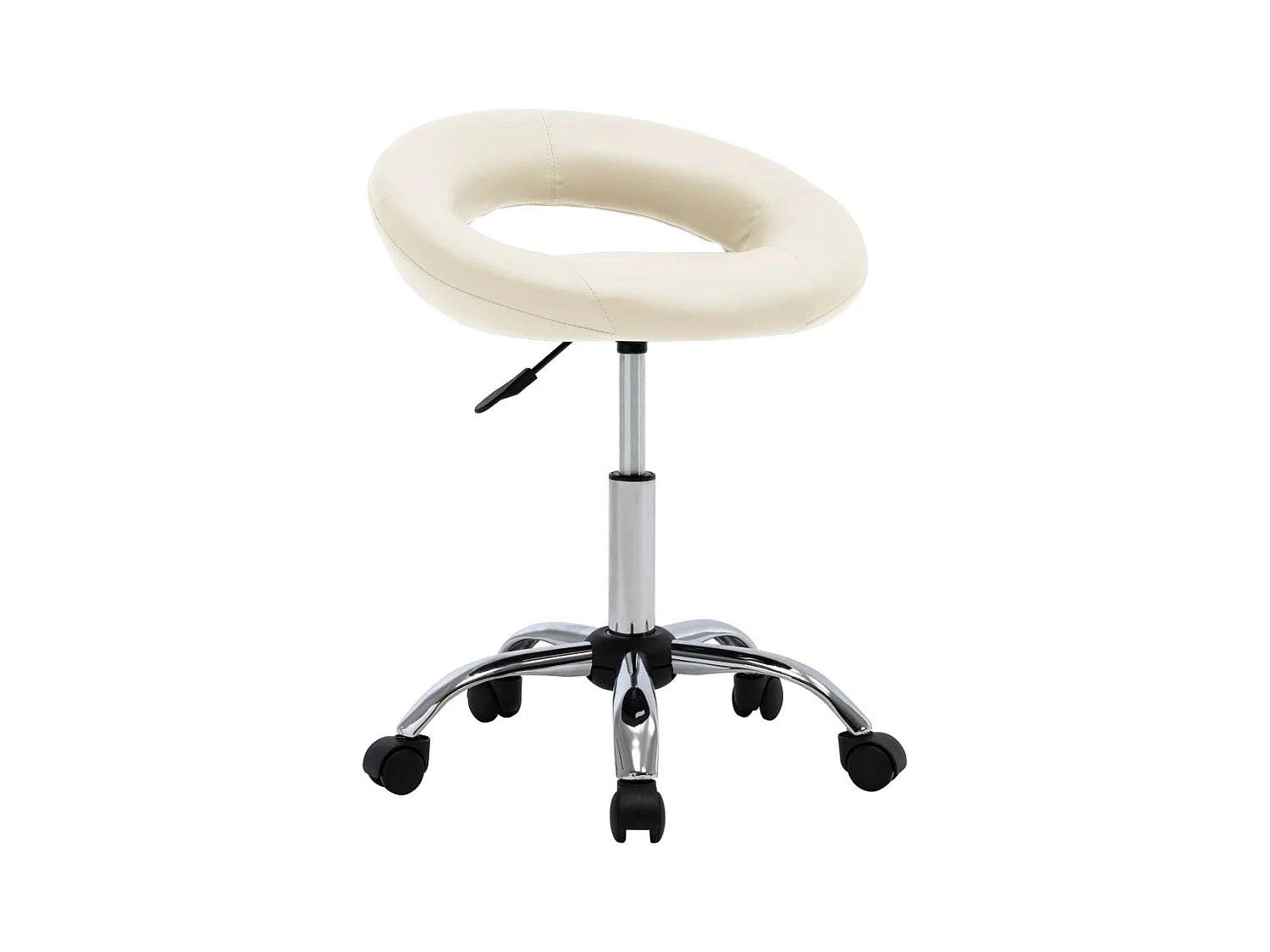 Werkstoel rollend kunstleer crèmekleurig