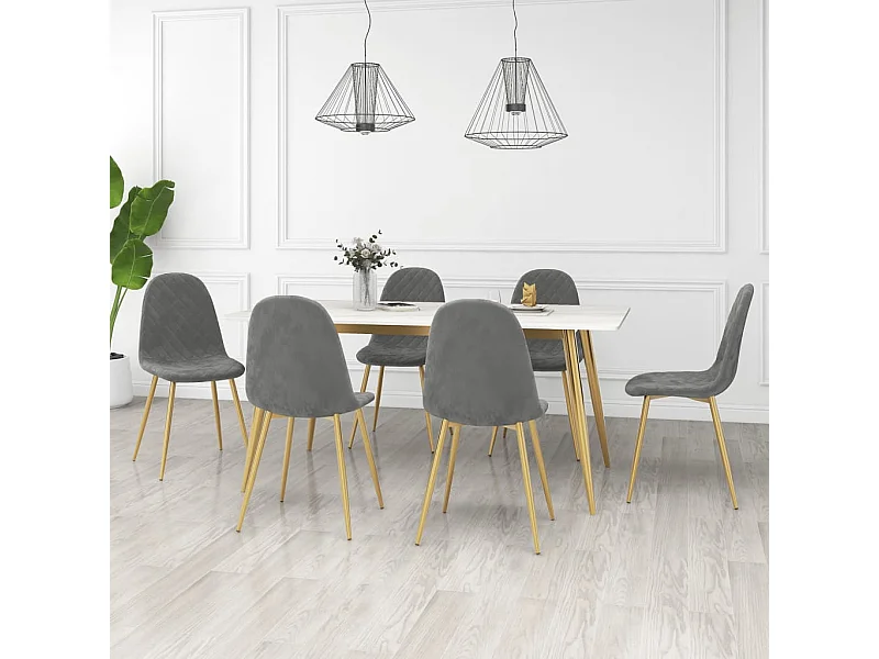 Cadeiras de jantar 6 pcs veludo cinzento-claro