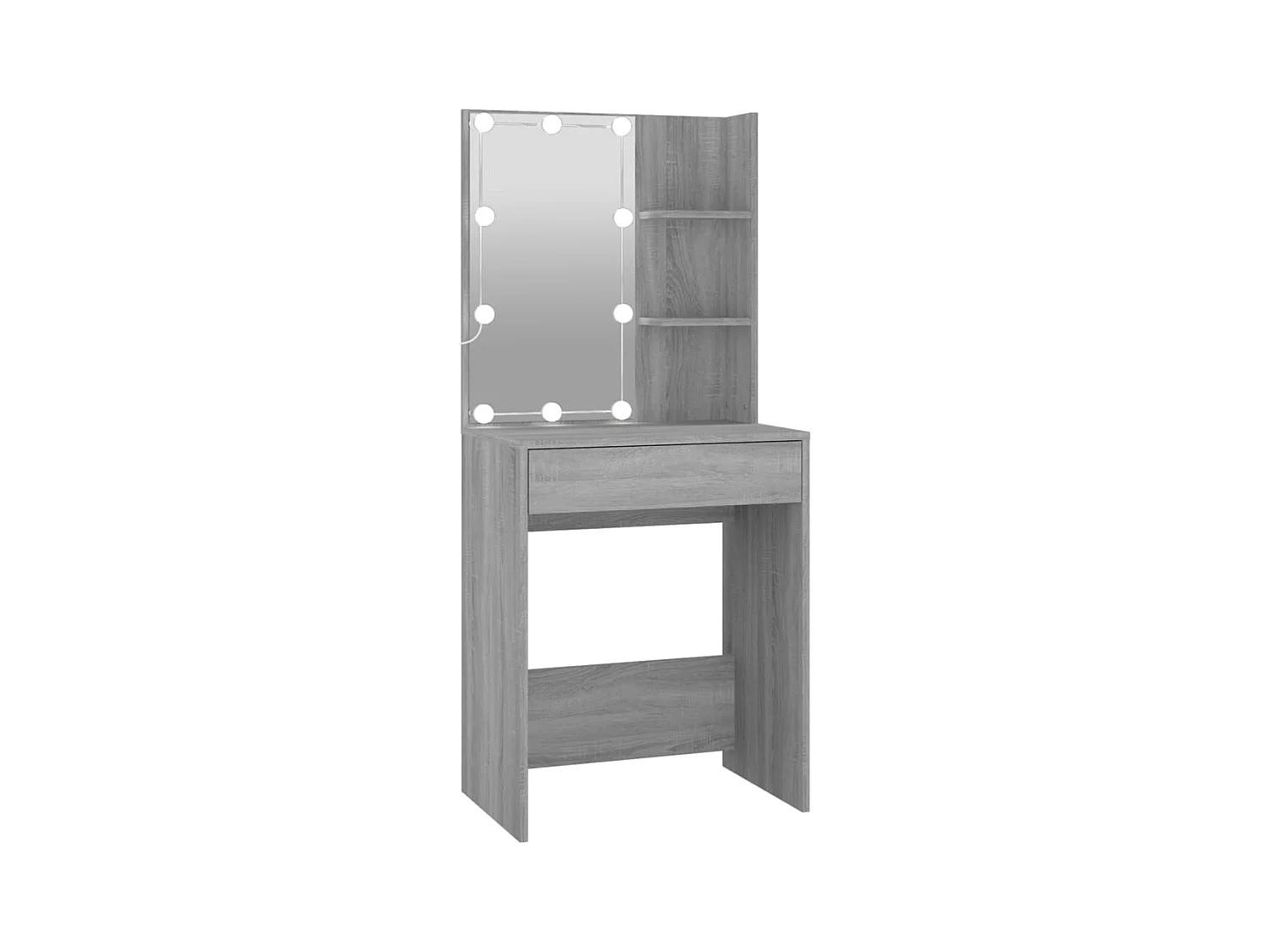 LED-Schminktisch mit Schränken Grau Sonoma Holzwerkstoff