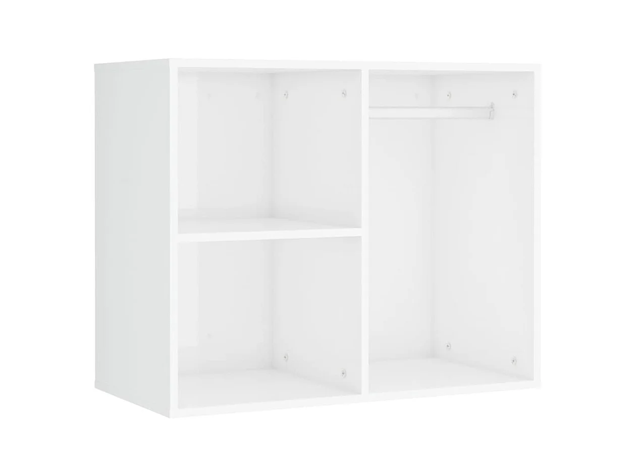 Toeletta LED con 2 Armadietti Legno Multistrato Bianco Lucido