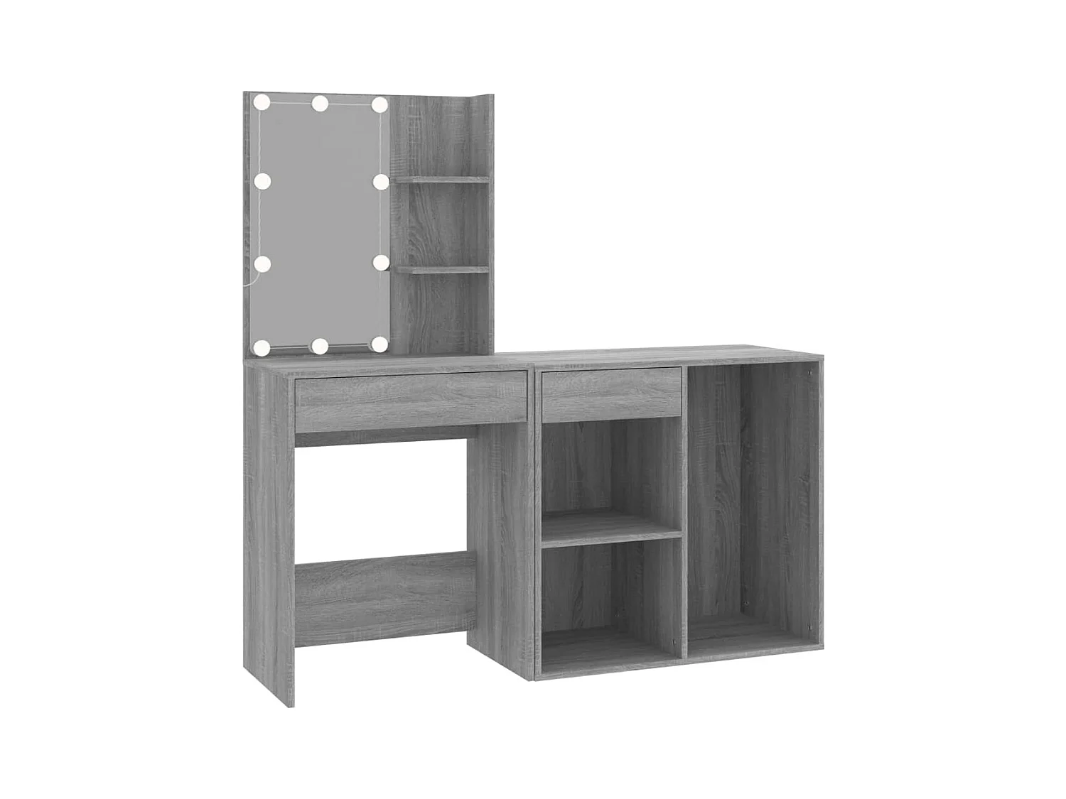 LED-Schminktisch mit Schrank Grau Sonoma Holzwerkstoff