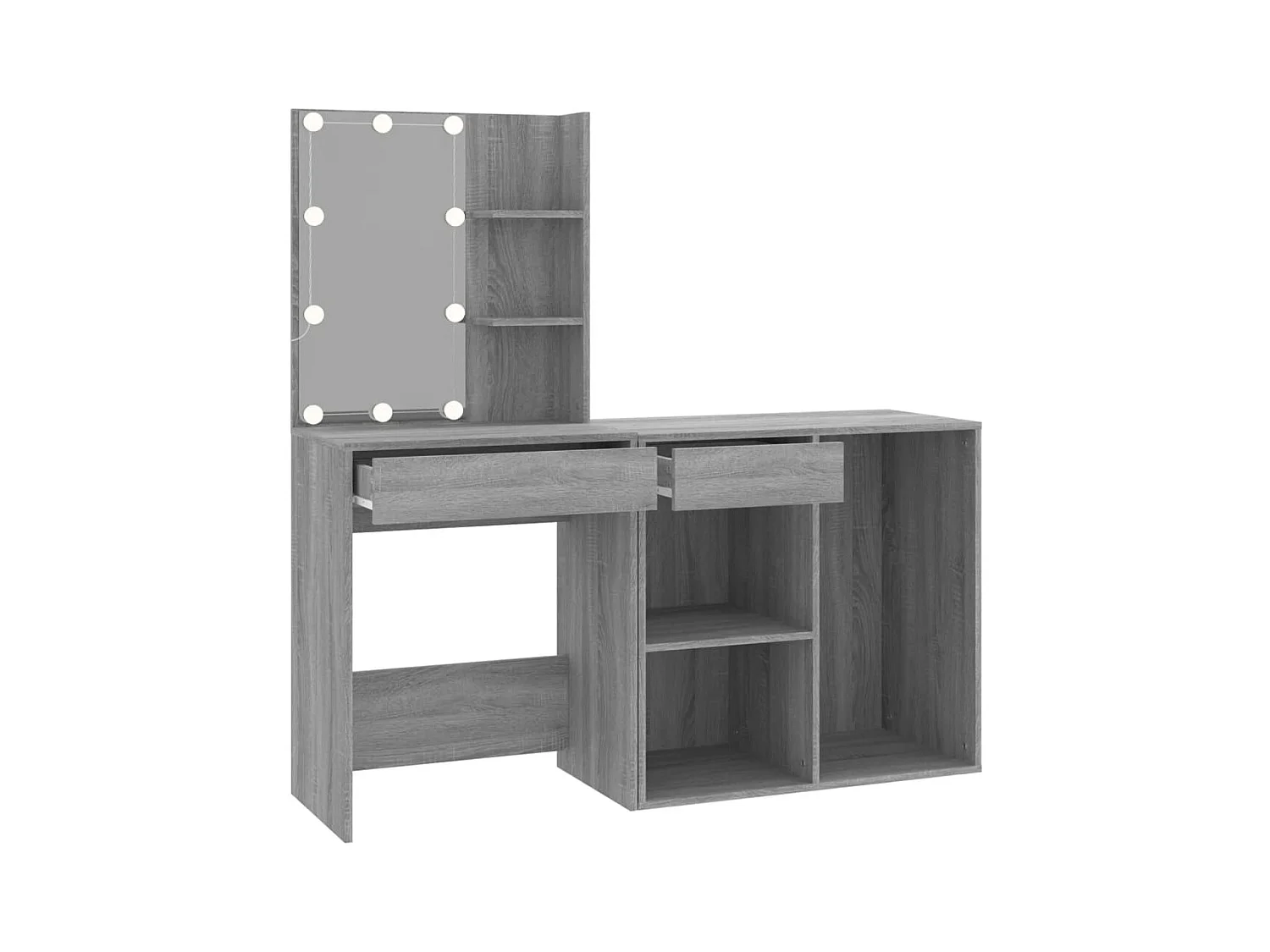 LED-Schminktisch mit Schrank Grau Sonoma Holzwerkstoff