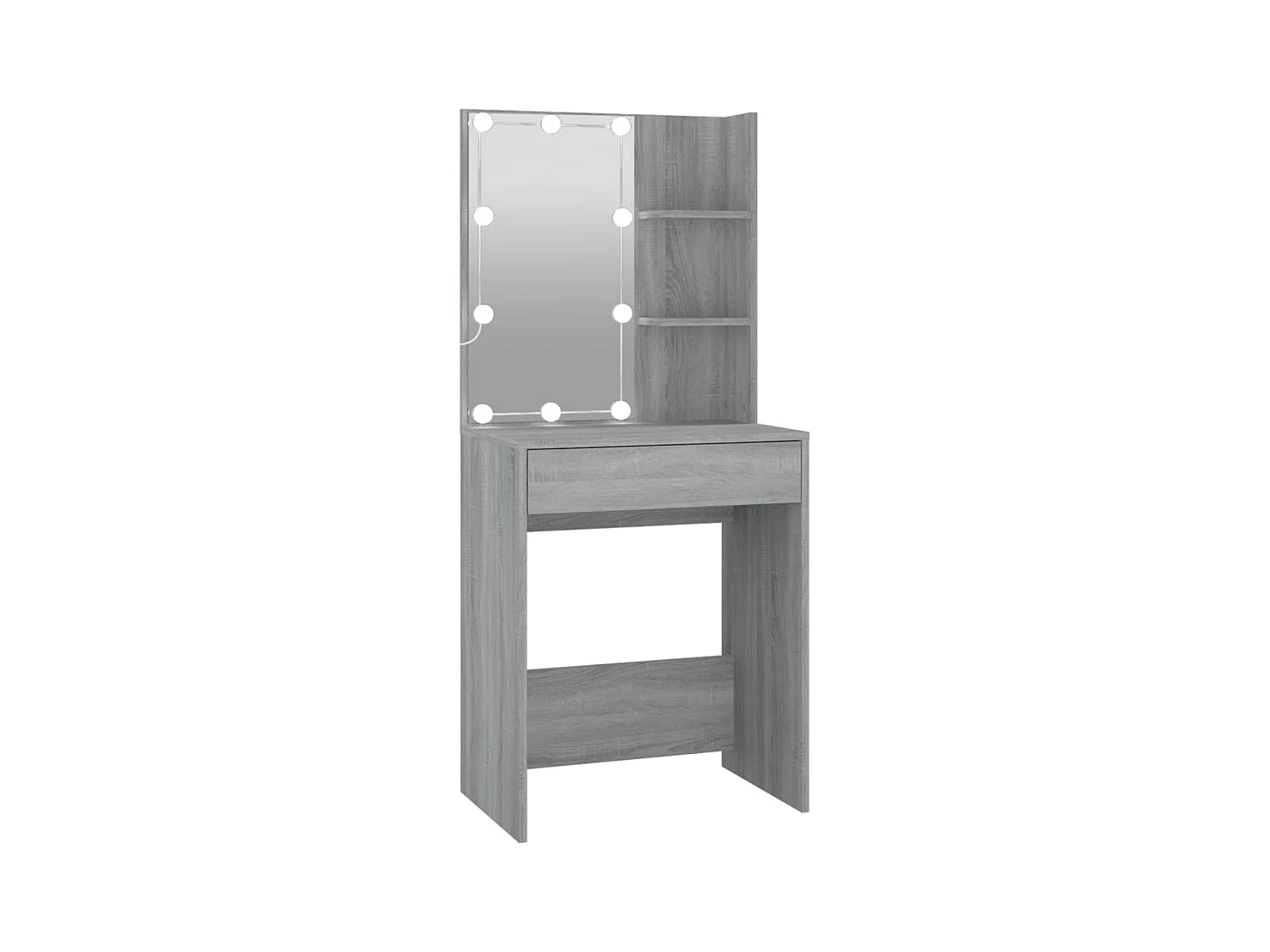 LED-Schminktisch mit Schrank Grau Sonoma Holzwerkstoff