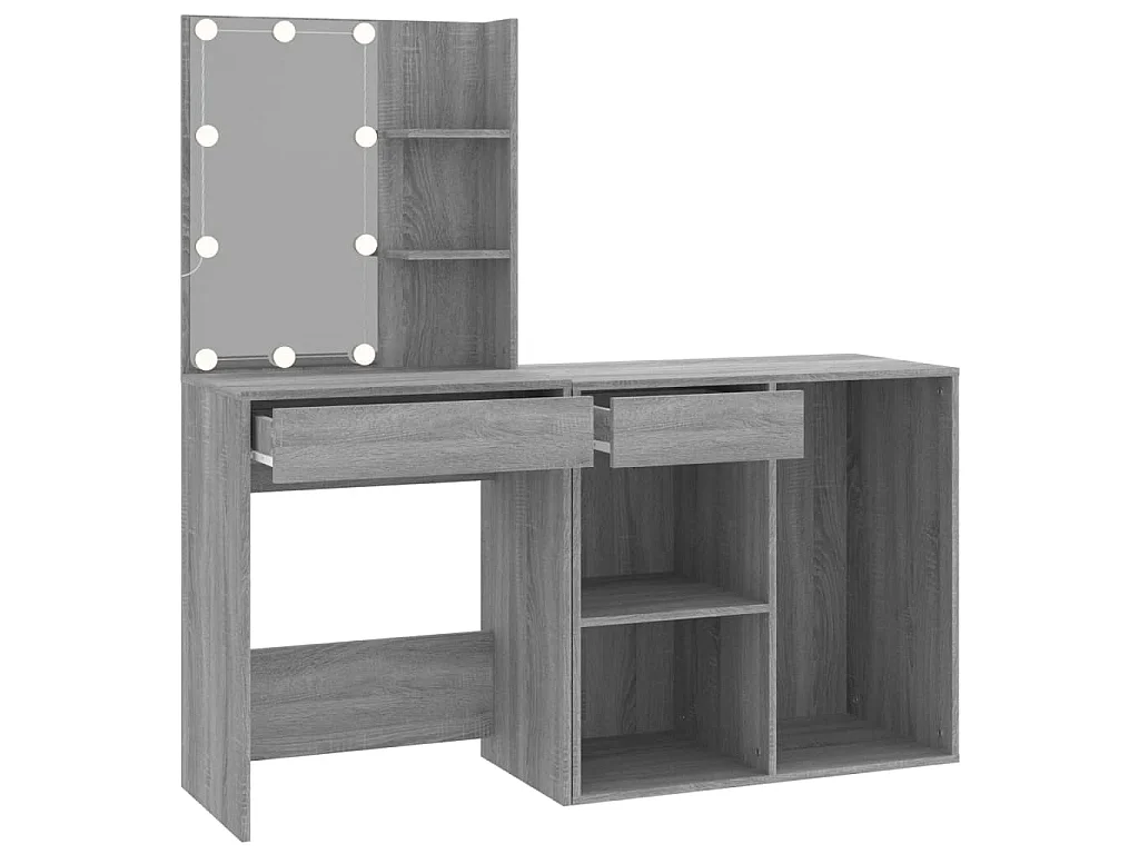 Kaptafel met kastjes LED bewerkt hout grijs sonoma eiken