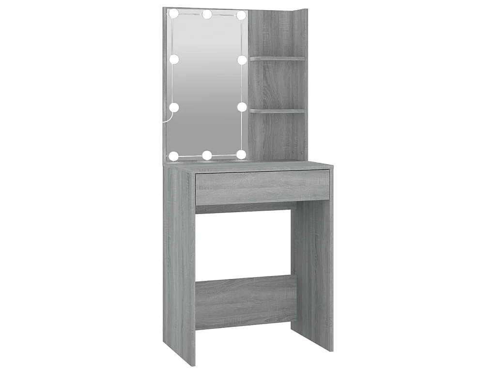 Kaptafel met kastjes LED bewerkt hout grijs sonoma eiken
