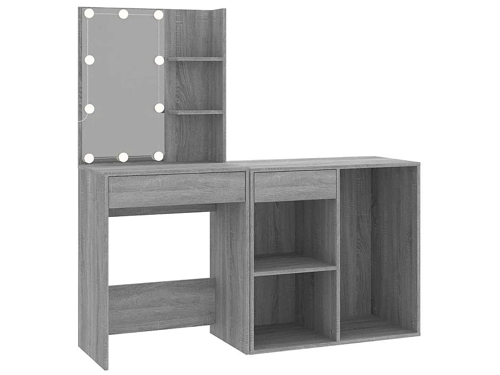 Kaptafel met kastjes LED bewerkt hout grijs sonoma eiken