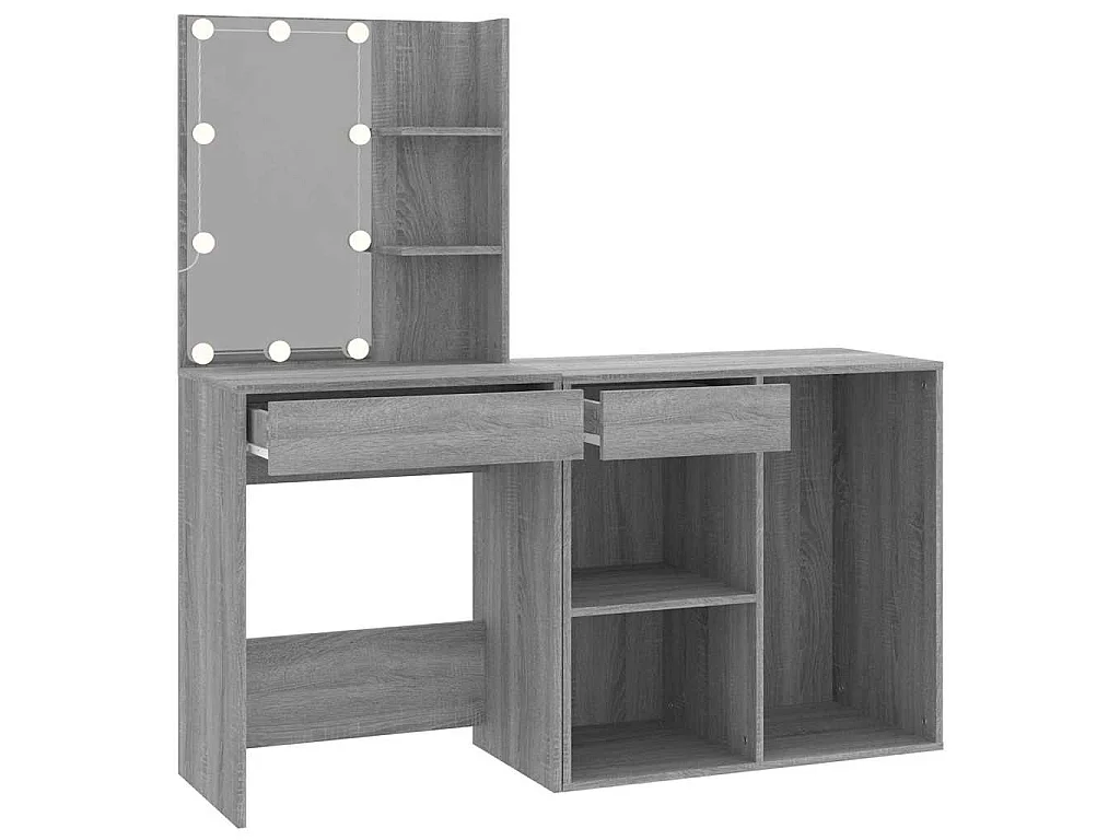 Kaptafel met kastjes LED bewerkt hout grijs sonoma eiken