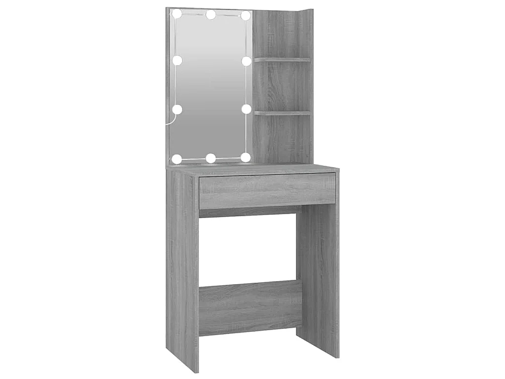 Kaptafel met kastjes LED bewerkt hout grijs sonoma eiken
