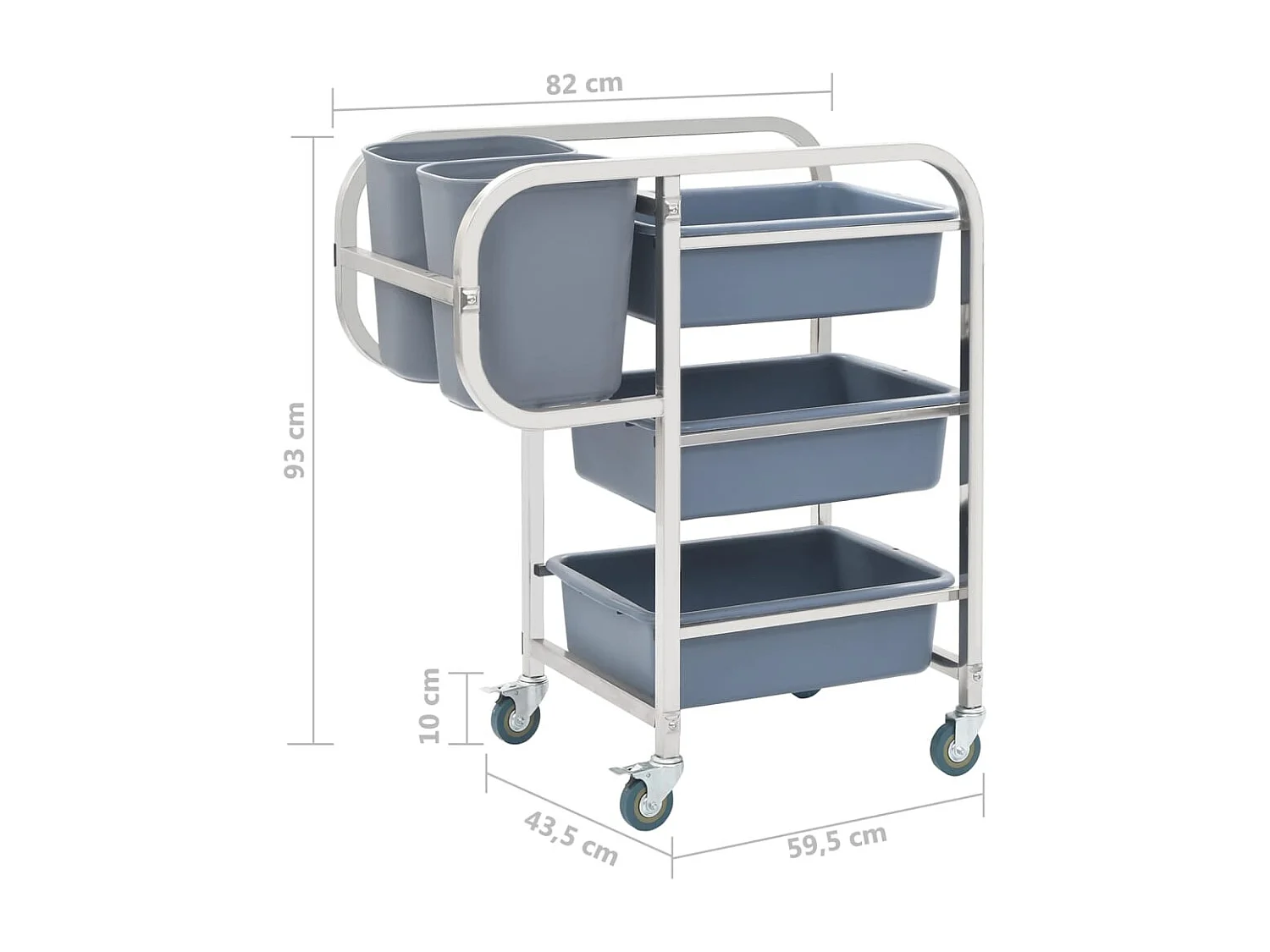 Küchenwagen mit Kunststoffbehältern 82x43,5x93 cm