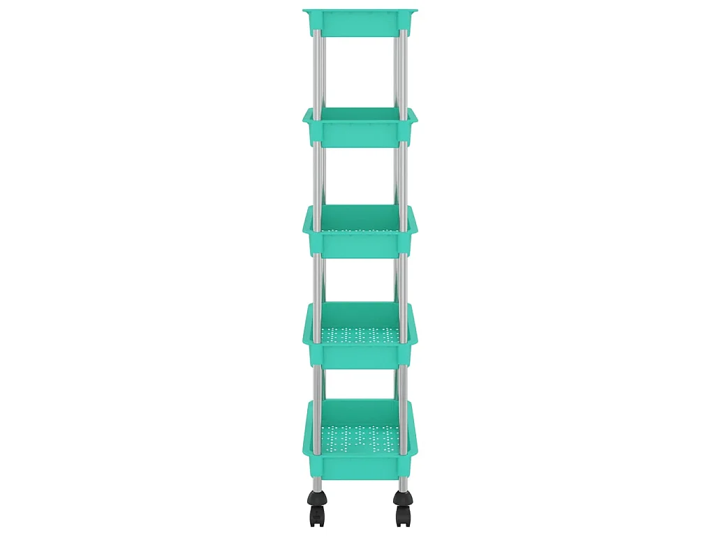 Chariot de cuisine 5 niveaux Turquoise 42x29x128 cm Fer et ABS