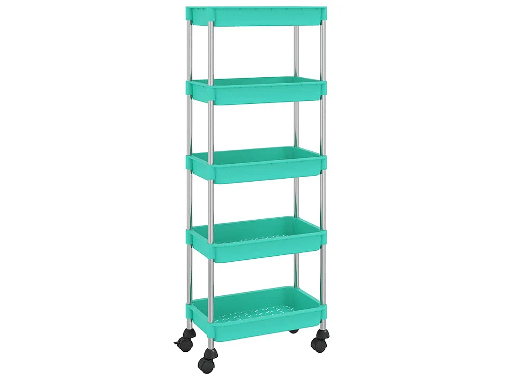 Chariot de cuisine 5 niveaux Turquoise 42x29x128 cm Fer et ABS