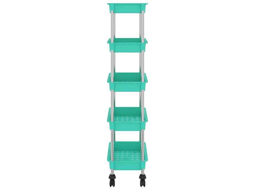 Chariot de cuisine 5 niveaux Turquoise 42x29x128 cm Fer et ABS