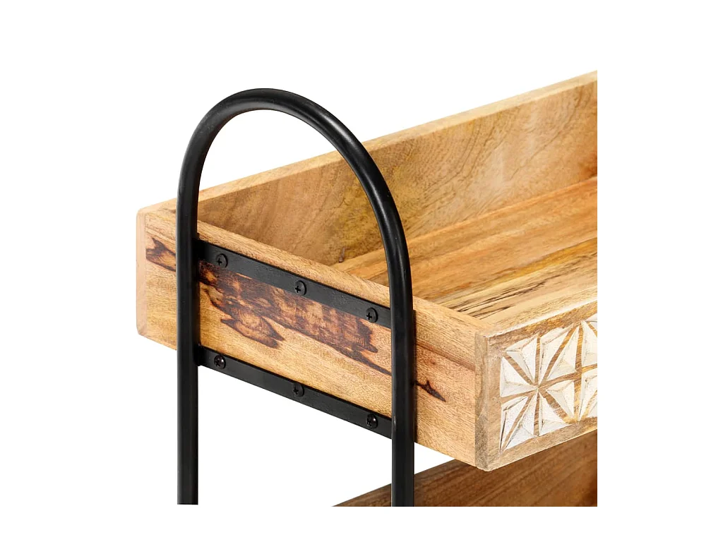 Carrello da Cucina a 3 Livelli 46x30x76 cm in Massello di Mango