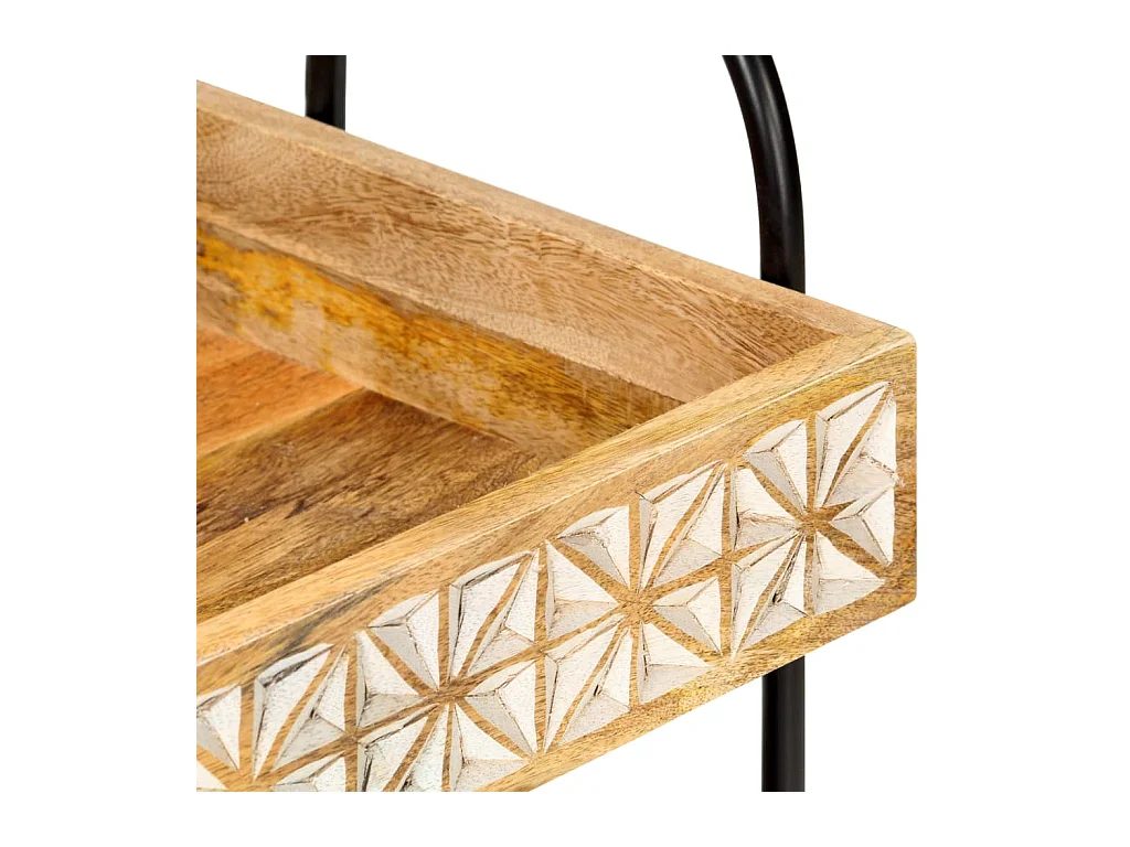 Carrello da Cucina a 3 Livelli 46x30x76 cm in Massello di Mango