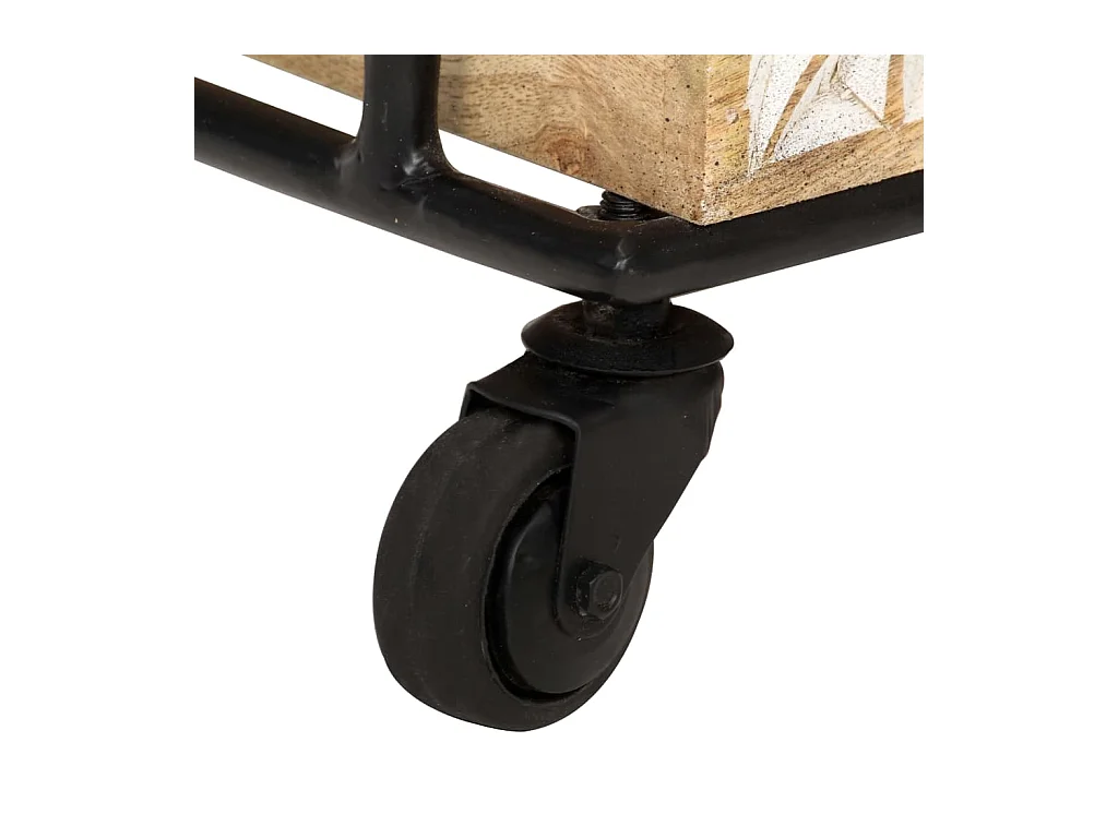Carrello da Cucina a 3 Livelli 46x30x76 cm in Massello di Mango