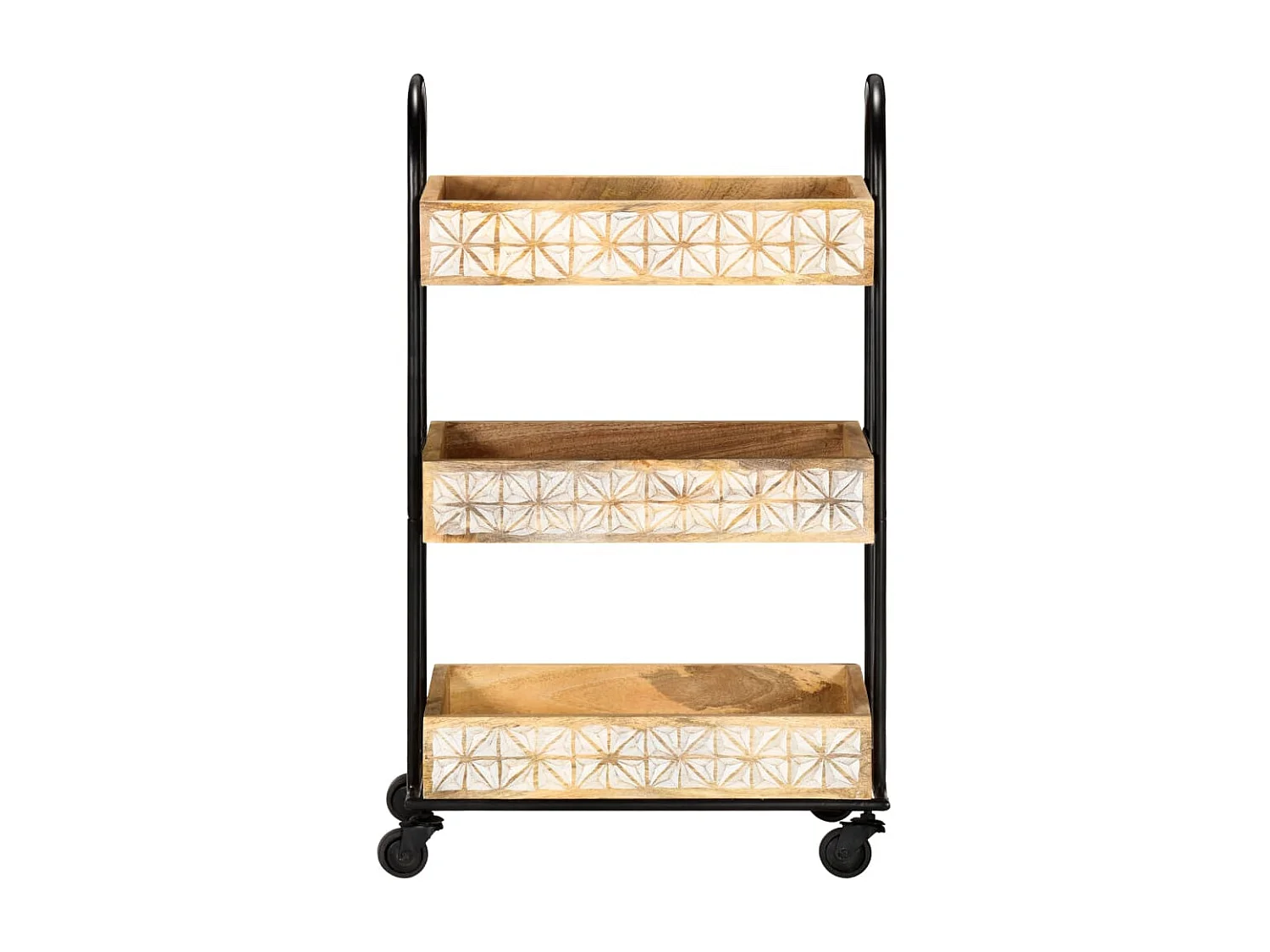 Carrinho de cozinha 3 prateleiras 46x30x76 cm mangueira maciça