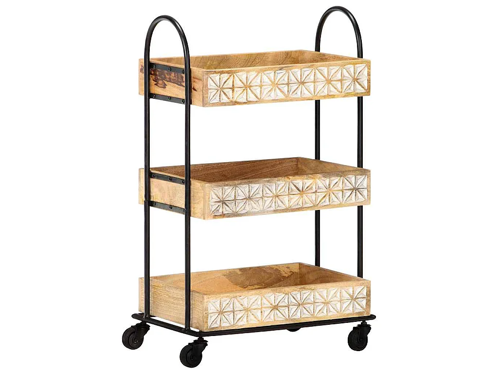 Küchenwagen 3-stufig 46x30x76 cm Mango Massivholz
