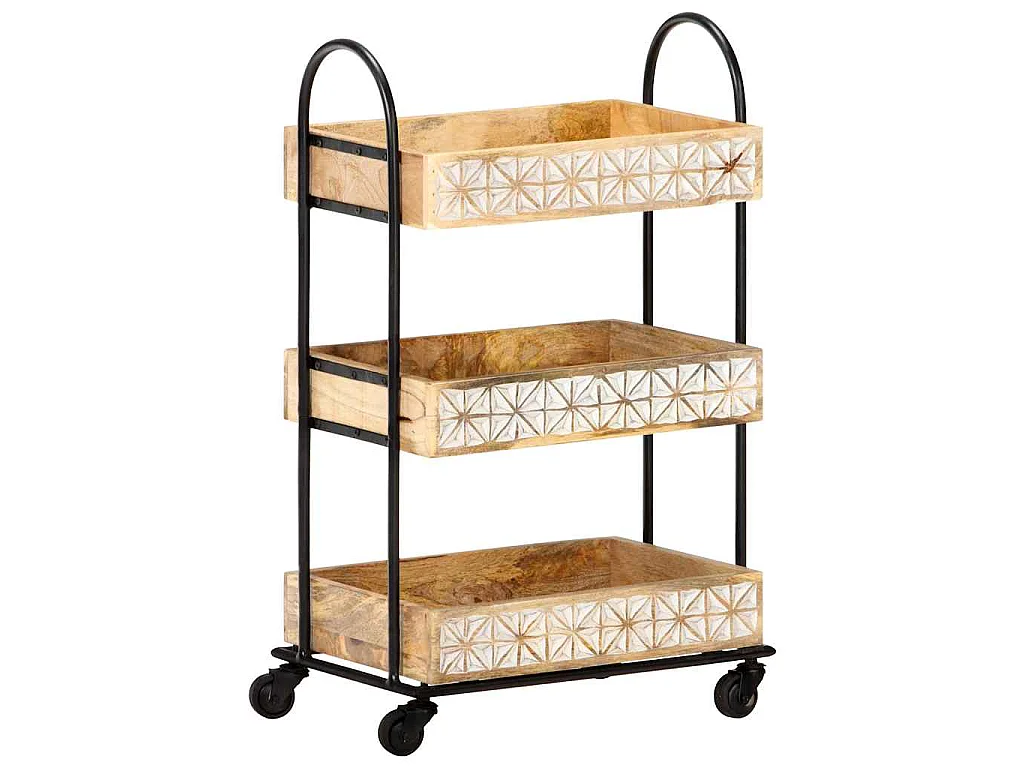 Küchenwagen 3-stufig 46x30x76 cm Mango Massivholz