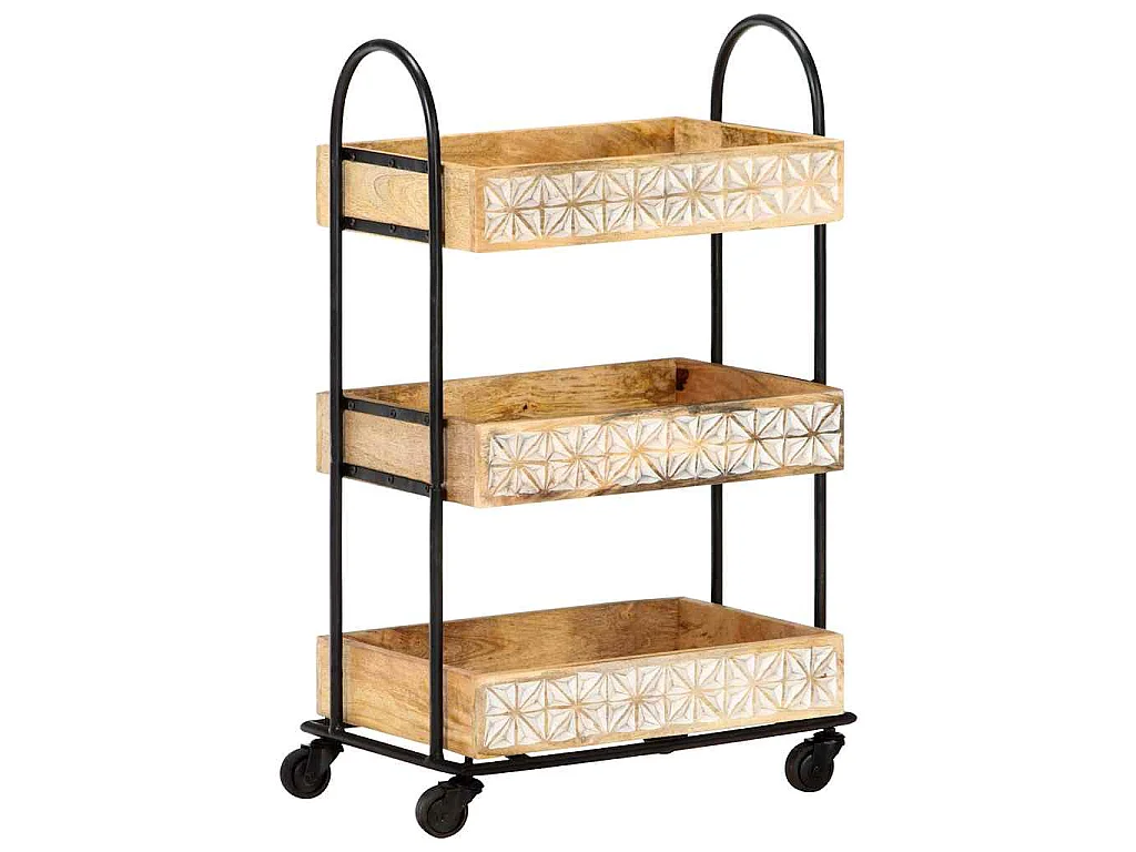 Küchenwagen 3-stufig 46x30x76 cm Mango Massivholz