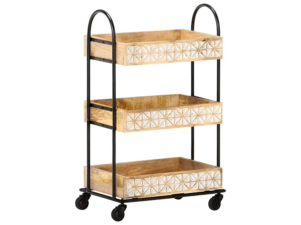Küchenwagen 3-stufig 46x30x76 cm Mango Massivholz