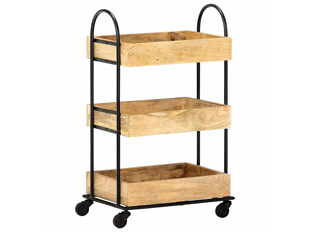Küchenwagen 3-stufig 46x30x76 cm Mango Massivholz