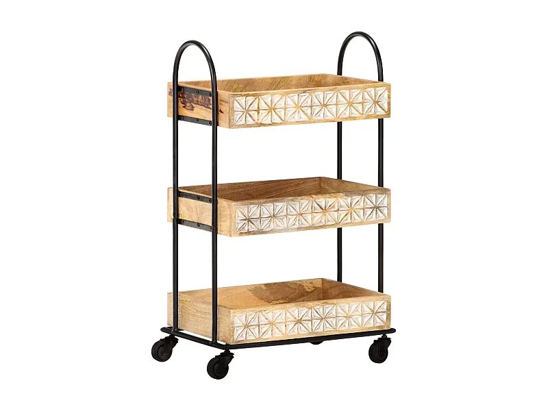 Carrinho de cozinha 3 prateleiras 46x30x76 cm mangueira maciça