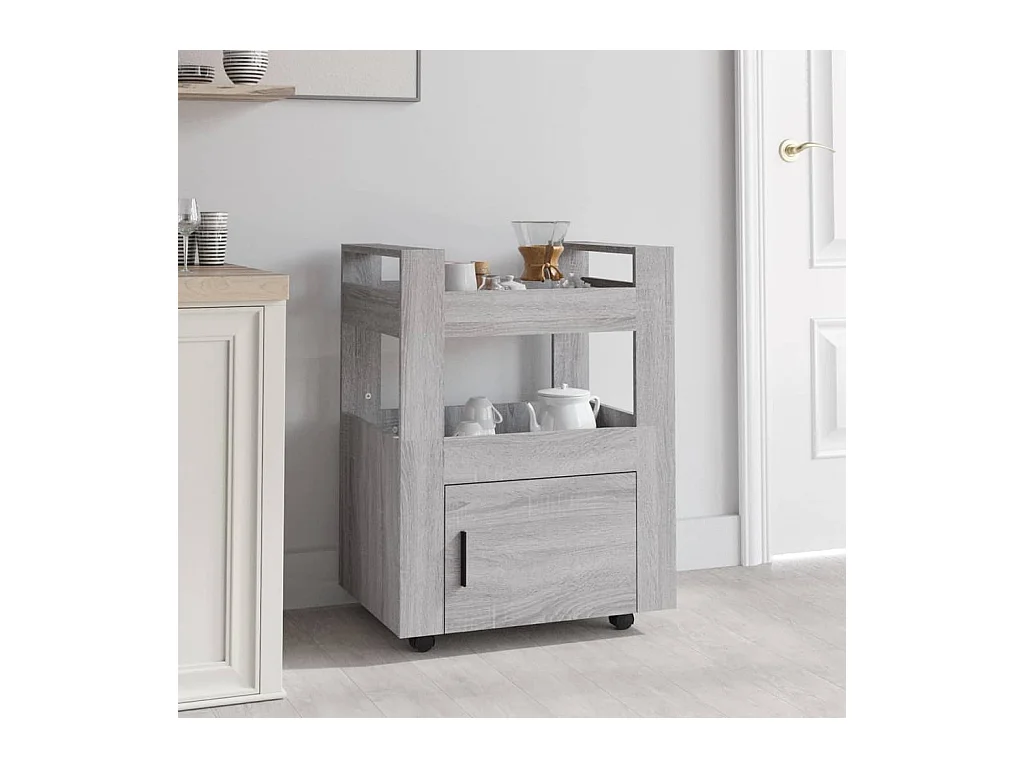 Chariot de cuisine Sonoma gris 60x45x80 cm Bois d'ingénierie
