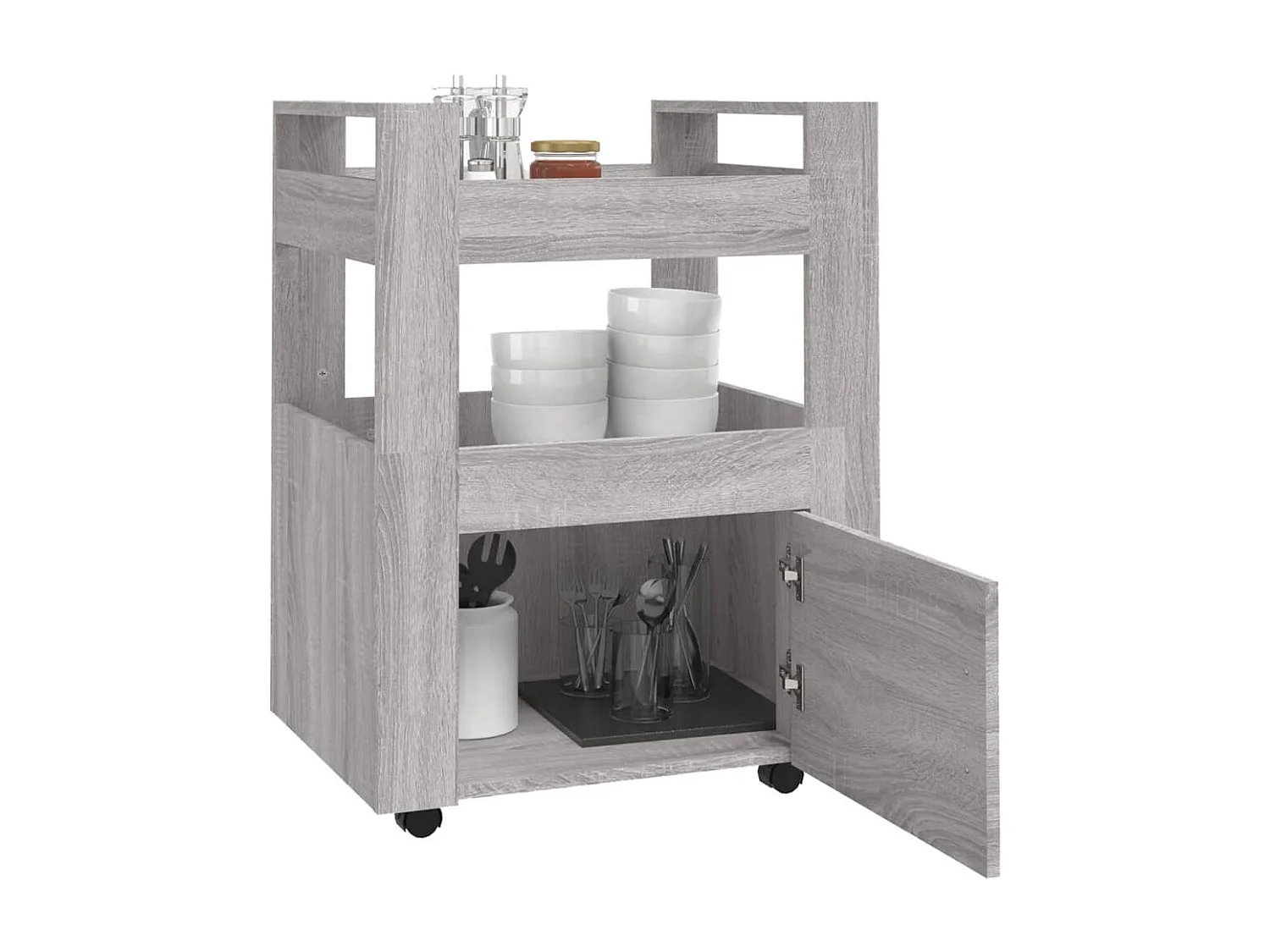Chariot de cuisine Sonoma gris 60x45x80 cm Bois d'ingénierie