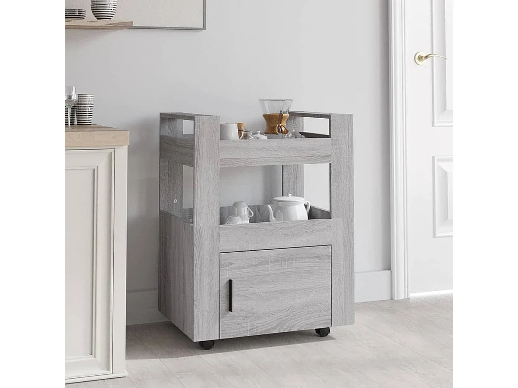 Chariot de cuisine Sonoma gris 60x45x80 cm Bois d'ingénierie
