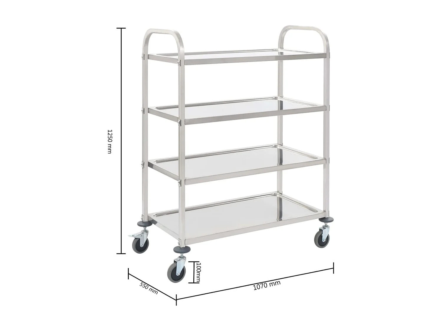 4-Stufiger Servierwagen 107 x 55 x 125 cm Edelstahl