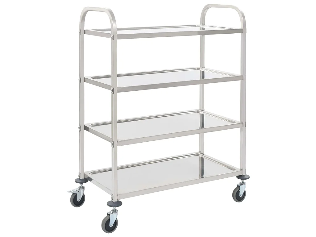 Carrito de cocina de 4 alturas acero inoxidable 107x55x125 cm