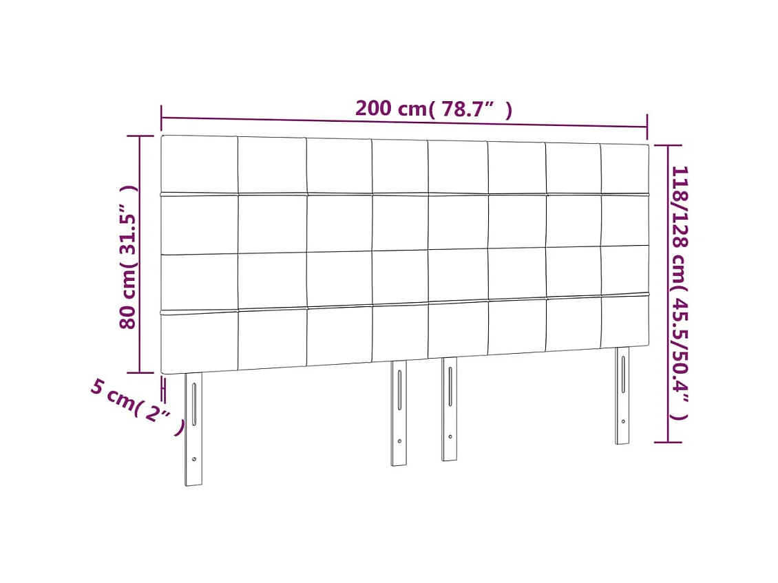 Tête de lit Bleu 200x5x118/128 cm Tissu