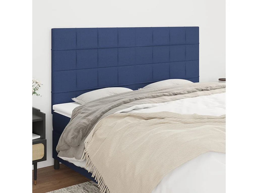 Tête de lit Bleu 200x5x118/128 cm Tissu