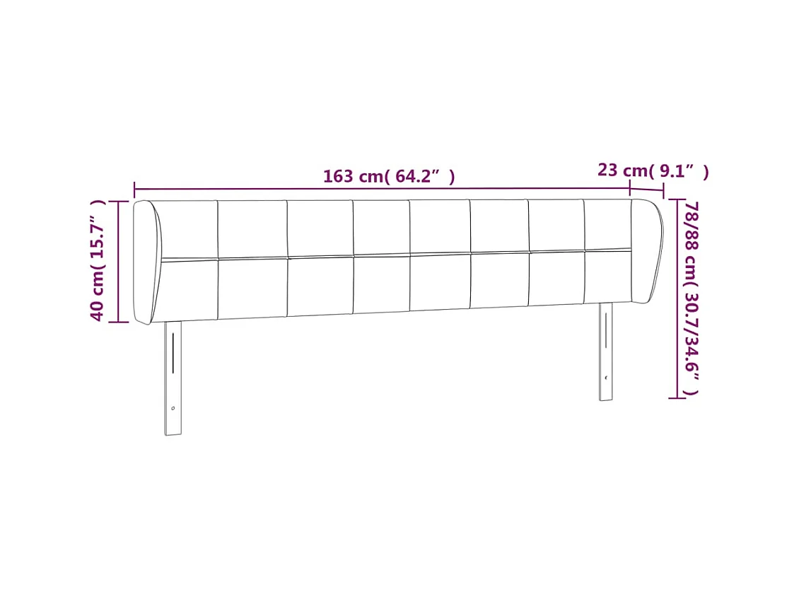Tête de lit avec oreilles Rose 163x23x78/88 cm Velours