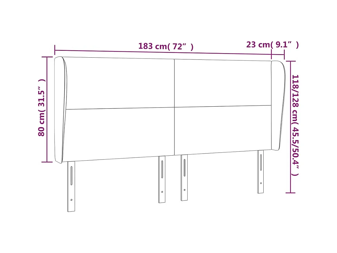 Tête de lit avec oreilles Taupe 183x23x118/128 cm Tissu