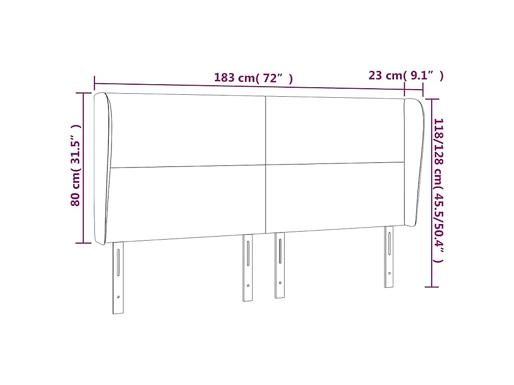 Tête de lit avec oreilles Taupe 183x23x118/128 cm Tissu