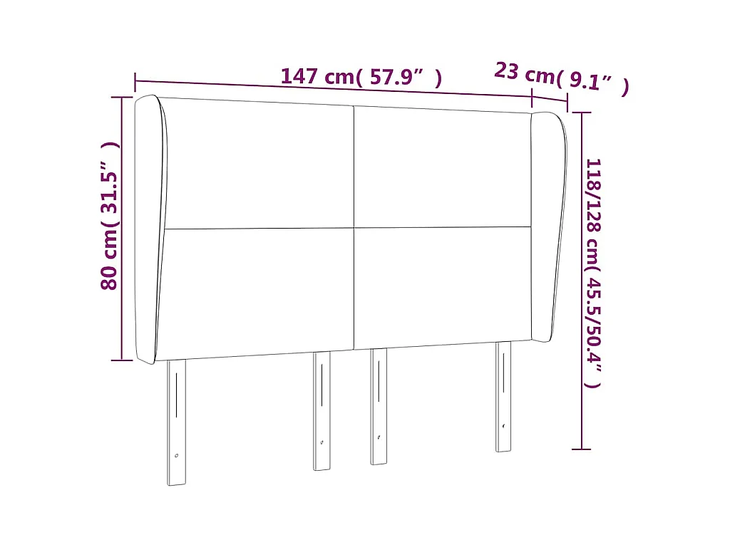 Tête de lit avec oreilles Bleu 147x23x118/128 cm Tissu