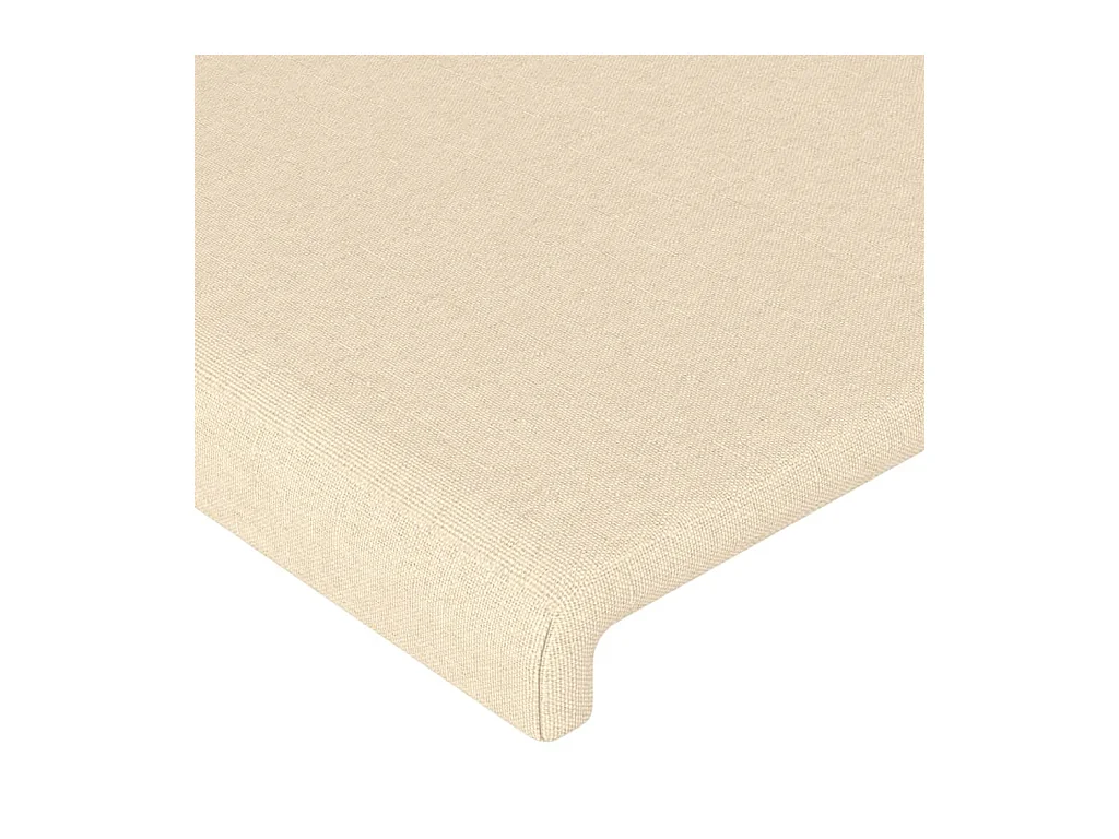 Hoofdbord met randen 203x23x118/128 cm stof crèmekleurig