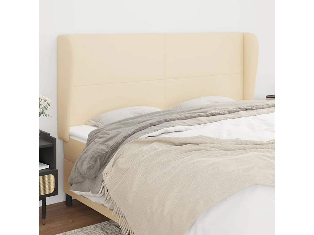 Tête de lit avec oreilles Crème 203x23x118/128 cm Tissu