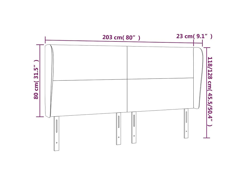 Tête de lit avec oreilles Crème 203x23x118/128 cm Tissu