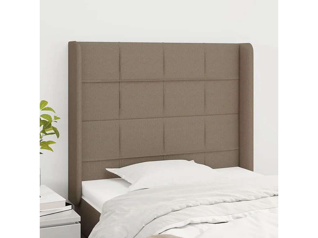 Kopfteil mit Ohren Taupe 103x16x118/128 cm Stoff