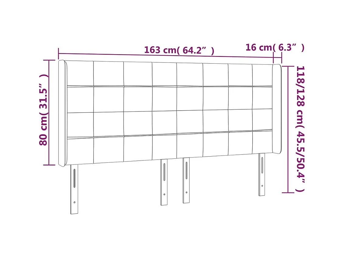 Tête de lit avec oreilles Taupe 163x16x118/128 cm Tissu