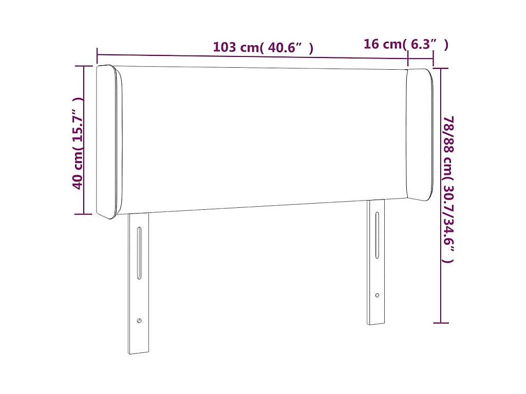 Hoofdbord LED 103x16x78/88 cm fluweel donkerblauw
