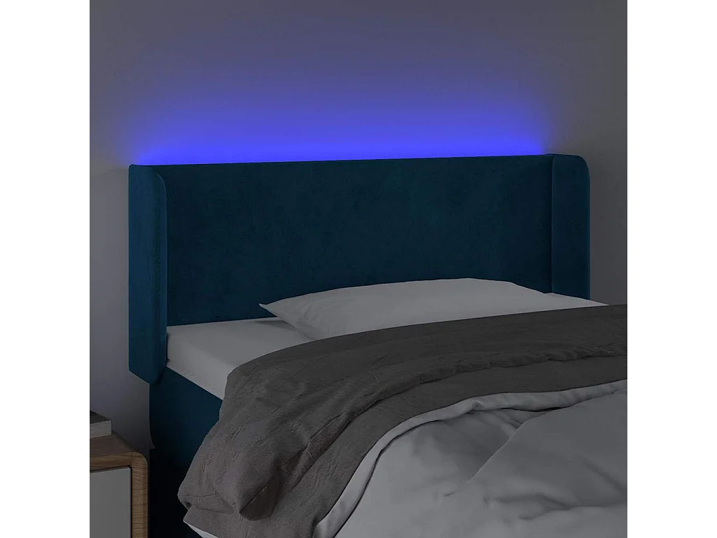 Hoofdbord LED 103x16x78/88 cm fluweel donkerblauw