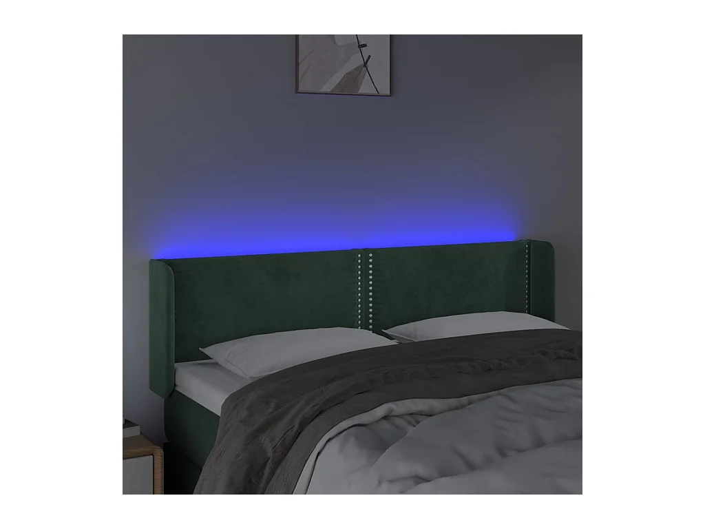 Tête de lit à LED Vert foncé 147x16x78/88 cm Velours
