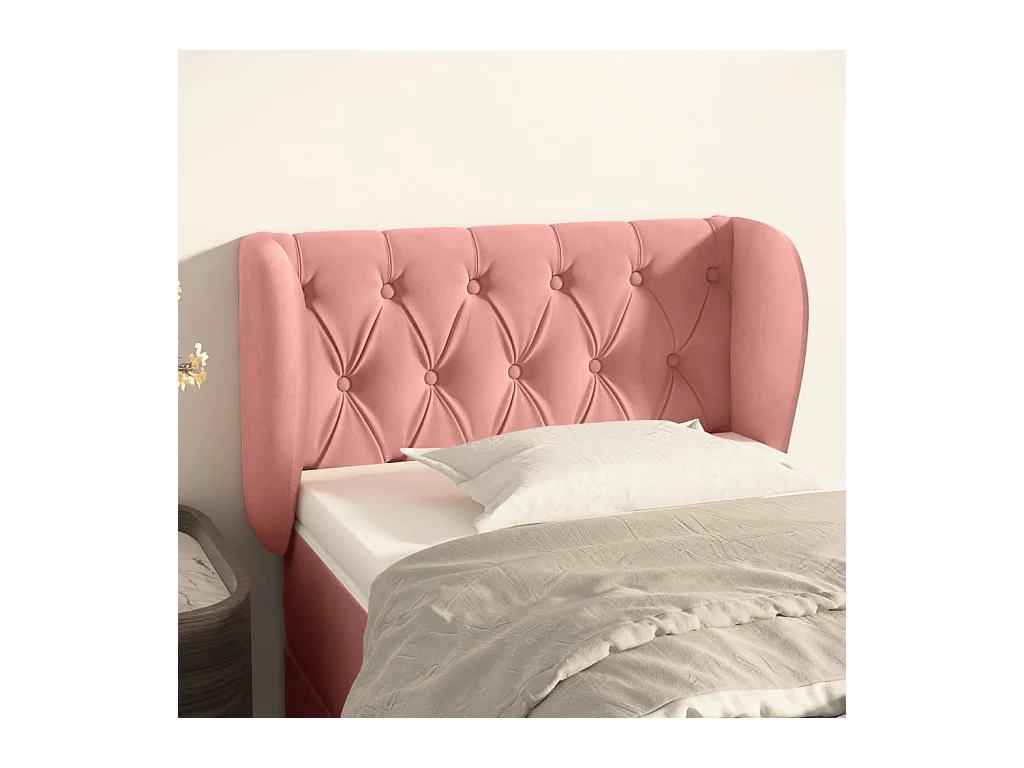 Kopfteil mit Ohren Rosa 83x23x78/88 cm Samt