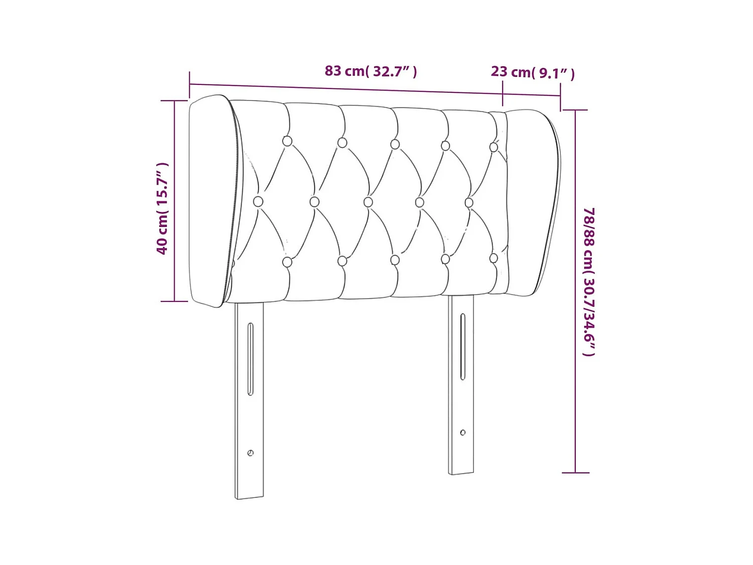 Kopfteil mit Ohren Rosa 83x23x78/88 cm Samt