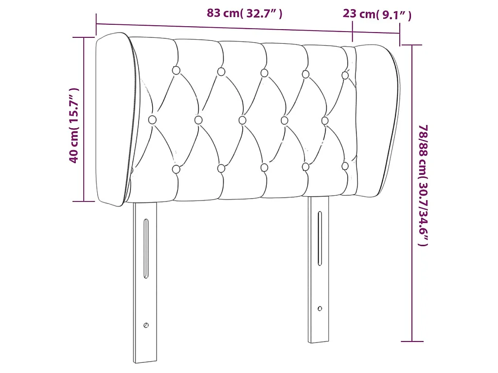 Tête de lit avec oreilles Rose 83x23x78/88 cm Velours