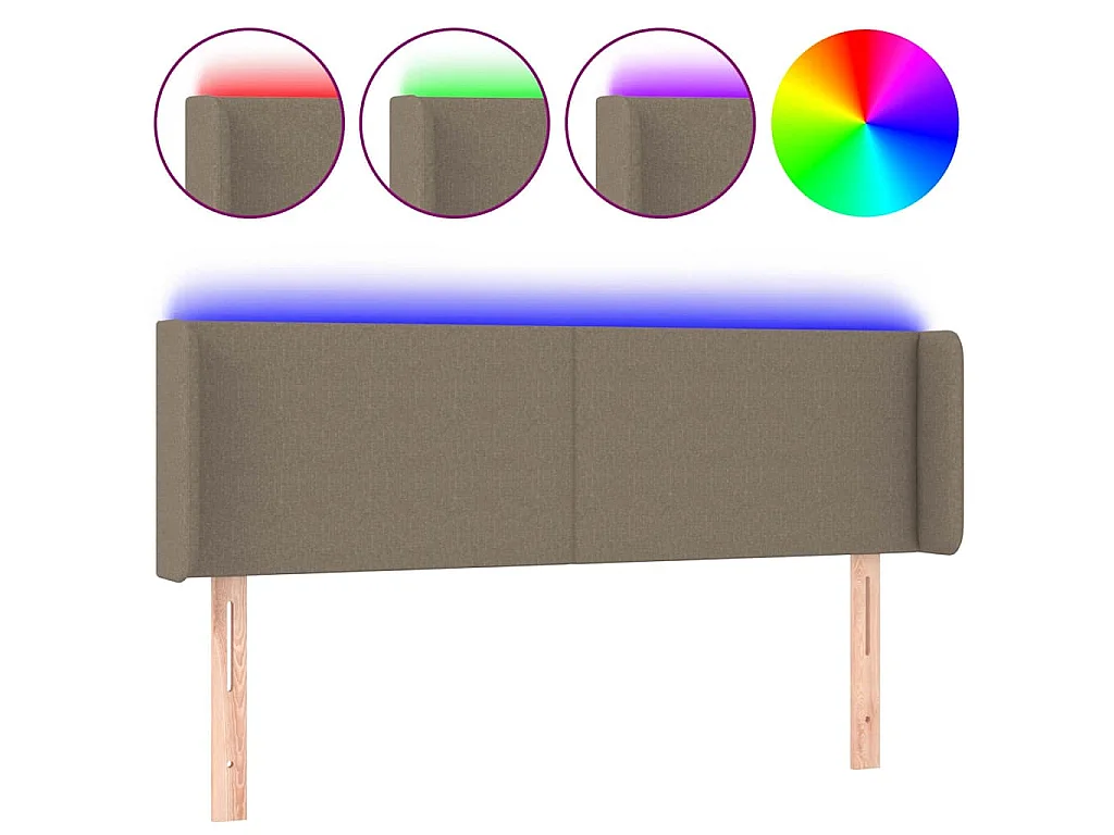 Testiera a LED Tortora 147x16x78/88 cm in Tessuto